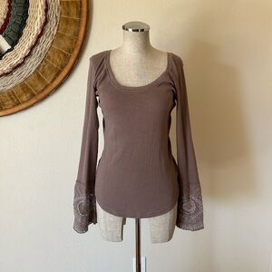 Free People Long sleeve Thermal Waffle Boho Woman's M